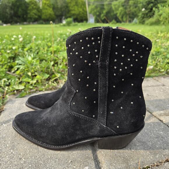 Lucchese Avie Stud Suede Cowgirl Black Boots Womens Sz 10B